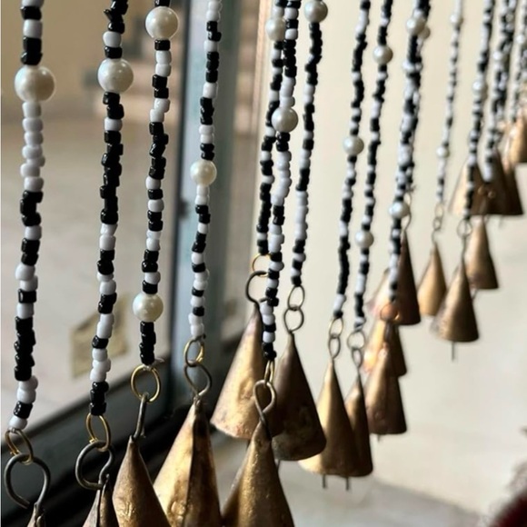 25 STRANDS Hand made Glass beads & tin STUNNING Boho Style Work of Art 1 CURTAIN - Picture 8 of 10